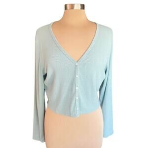 Victoria's Secret Green Ribbed Pajama Lounge Top Sz XL Athleisure Cozy Soft Warm